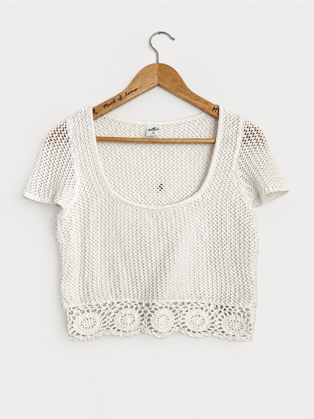 Hollister Ivory Crochet Crop Top Size M